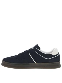Tennis marine plate, à lacets plat avec surpiqûres ton sur ton