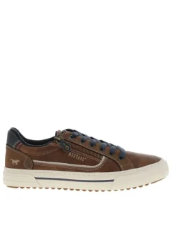 Tennis marron à talon plat avec des lacets et un zip latéral