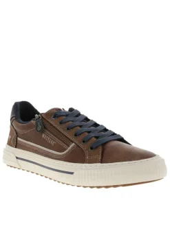 Tennis marron à talon plat avec des lacets et un zip latéral
