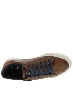 Tennis marron à talon plat avec des lacets et un zip latéral