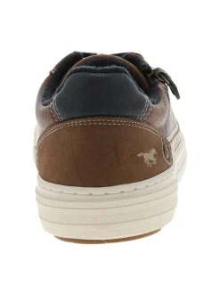 Tennis marron à talon plat avec des lacets et un zip latéral