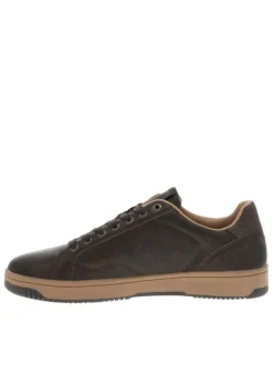 Tennis marron à talon plat avec des lacets et un zip latéral extérieur