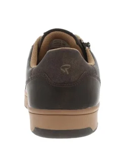 Tennis marron à talon plat avec des lacets et un zip latéral extérieur