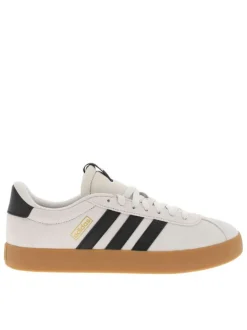 Tennis noires et beiges à talon plat avec des lacets blancs larges