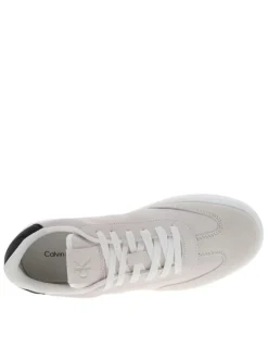 Tennis Rome en cuir nubuck beiges avec logos de la marque embossés