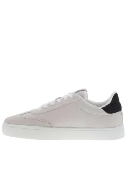 Tennis Rome en cuir nubuck beiges avec logos de la marque embossés
