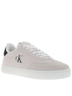 Tennis Rome en cuir nubuck beiges avec logos de la marque embossés