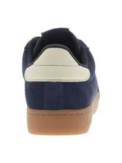 Tennis Rome en cuir nubuck bleu marine avec logos de la marque embossés