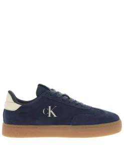 Tennis Rome en cuir nubuck bleu marine avec logos de la marque embossés