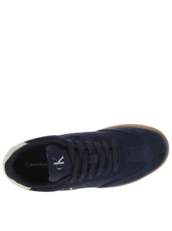 Tennis Rome en cuir nubuck bleu marine avec logos de la marque embossés