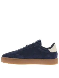 Tennis Rome en cuir nubuck bleu marine avec logos de la marque embossés