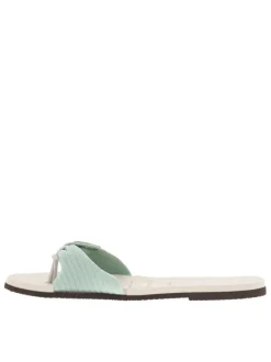 Tongs antidérapantes à entre-doigts liant la sangle beige à lurex du coup-de-pied