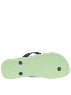 Tongs Brasil Logo vertes et marine avec logo en relief et drapeau brésilien