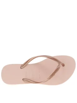 Tongs Slim roses avec nom de la marque en relief sur le cou-de-pied