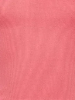 Top en coton biologique corail uni pourvu d'une coupe asymétrique