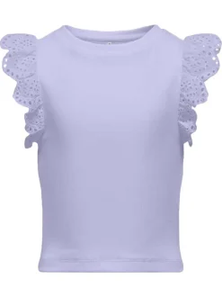 Top en coton biologique lilas uni pourvu d'une coupe ajustée