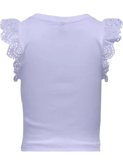 Top en coton biologique lilas uni pourvu d'une coupe ajustée