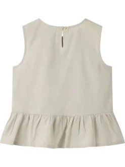 Top en lin et coton beige uni sans manche pourvu d'une coupe droite