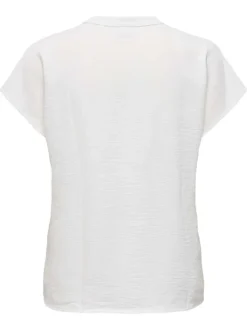 Top blanc uni avec une coupe droite et des manches courtes