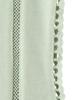Top en coton vert uni pourvu d'une coupe droite et d'un col rond