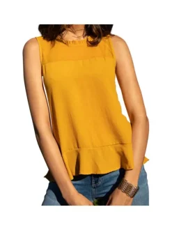 Top femme jaune