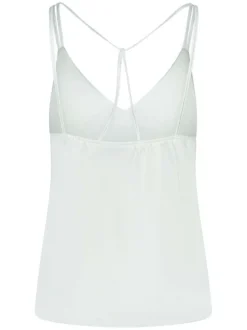 Top à fines bretelles blanc Irisé coupe droite col v