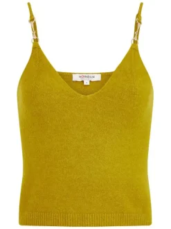 Top à fines bretelles vert en maille jersey à coupe droite et col v