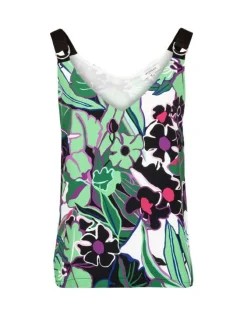 Top multicolore pour femme imprimé végétal coupe évaséee