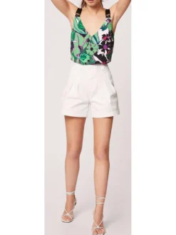 Top multicolore pour femme imprimé végétal coupe évaséee