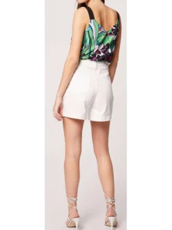 Top multicolore pour femme imprimé végétal coupe évaséee