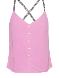 Top rose pour femme uni coupe droite