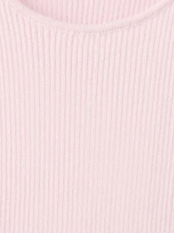 Top rose uni sans manche pourvu d'une coupe ajustée et d'un col rond