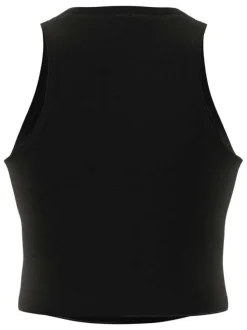 Top sportif en coton biologique stretch noir uni à col rond et sans manches