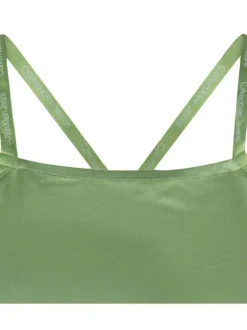 Top tilleul cropped à bretelles croisées dans le dos et à logo écriture