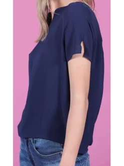 Top uni pour femme marine coupe évasée ARCHEO