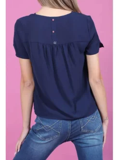 Top uni pour femme marine coupe évasée ARCHEO