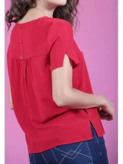 Top uni pour femme rouge coupe évasée ARCHEO