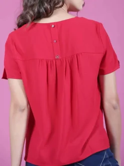 Top uni pour femme rouge coupe évasée ARCHEO