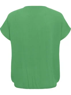 Top vert uni pourvu d'une coupe ample et de manches courtes