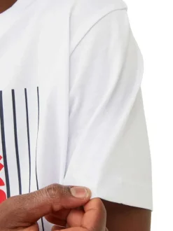 T-shirt blanc en coton biologique avec une coupe droite et un col rond