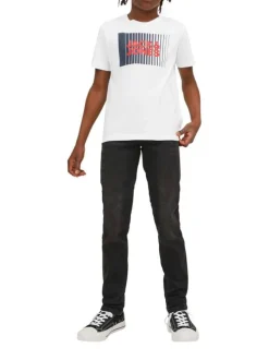 T-shirt blanc en coton biologique avec une coupe droite et un col rond