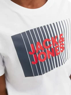 T-shirt blanc en coton biologique avec une coupe droite et un col rond