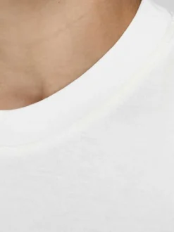 T-shirt blanc en coton uni coupe droite col rond