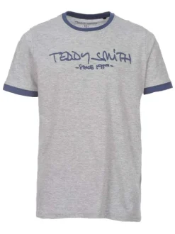 T-shirt chiné avec logo pour junior garçon gris chiné en coton coupe droite TICLASS