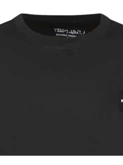 T-shirt en coton anthracite uni avec une coupe droite à manches longues