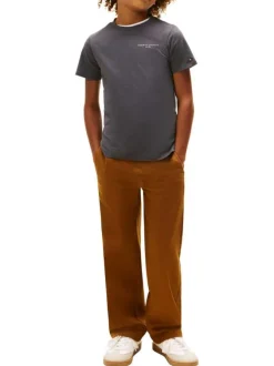 T-shirt en coton anthracite à col rond avec des manches courtes
