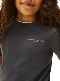 T-shirt en coton anthracite à col rond avec des manches courtes