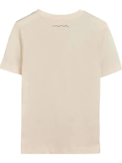T-shirt en coton beige à coupe ajustée pourvu d'un col rond