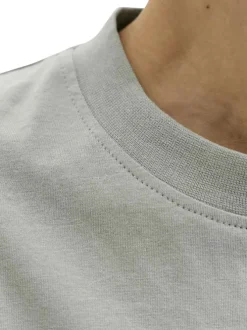 T-shirt en coton biologique kaki imprimé avec une coupe droite et un col rond