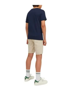 T-shirt en coton biologique marine uni coupe droite col rond